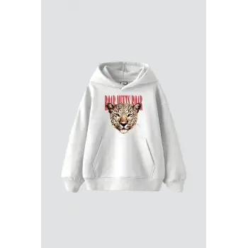 Roar Meets Baskılı Oversize Unisex Beyaz
