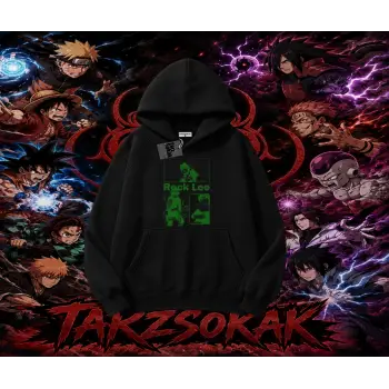 Rock Lee Naruto Anime Karakter Oversize Unisex Kapşonlu Sweatshirt Beyaz