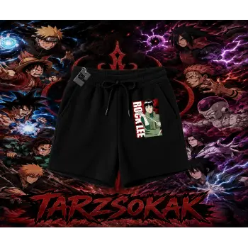 Rock Lee Naruto Anime Karakter Unisex Şort Beyaz