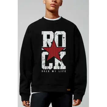 Rock Oversize Siyah Sweatshirt Tarzsokak196