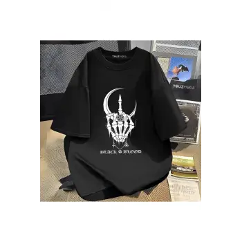Rock Serisi Black Blood Baskılı Unisex Oversize