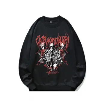 ROMWE Guys Letter Skull Graphic Sweatshirt Siyah
