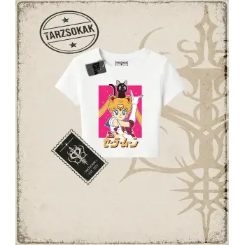 Sailor Moon Anime Baskılı Kadın Baby Tee