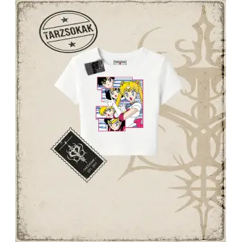 Sailor Moon Anime Baskılı Kadın Baby Tee