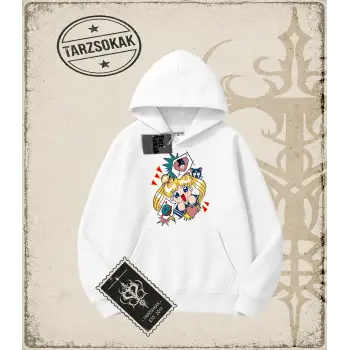 Sailor Moon Anime Baskılı Oversize Unisex Kapşonlu Sweatshirt