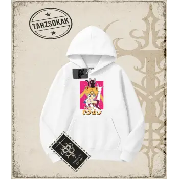 Sailor Moon Anime Baskılı Oversize Unisex Kapşonlu Sweatshirt