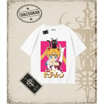 Sailor Moon Anime Baskılı Oversize Unisex Tişört