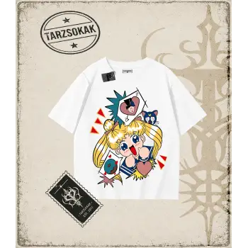 Sailor Moon Anime Baskılı Oversize Unisex Tişört