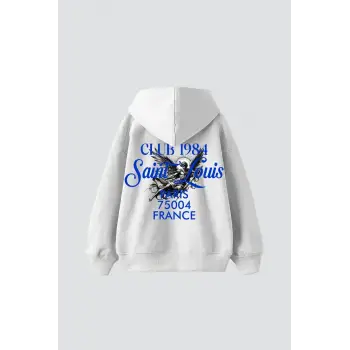 Saint Louis Baskılı Oversize Unisex Premium Beyaz
