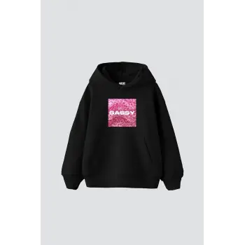 Sassy Baskılı Oversize Unisex Siyah
