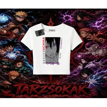 Sasuke uchiha Naruto Anime Karakter Kadın Baby Tee Beyaz