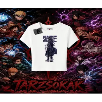 Sasuke uchiha Naruto Anime Karakter Kadın Baby Tee Beyaz