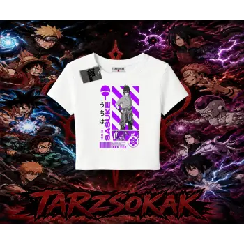 Sasuke uchiha Naruto Anime Karakter Kadın Baby Tee Beyaz