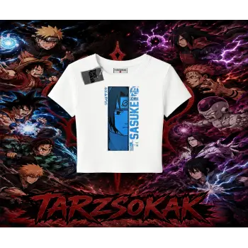 Sasuke uchiha Naruto Anime Karakter Kadın Baby Tee Beyaz