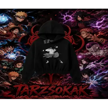 Sasuke uchiha Naruto Anime Karakter Kadın Crop Kapşonlu Sweatshirt Beyaz