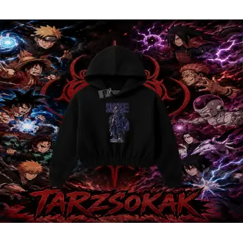 Sasuke uchiha Naruto Anime Karakter Kadın Crop Kapşonlu Sweatshirt Beyaz