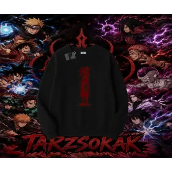Sasuke uchiha Naruto Anime Karakter Oversize Unisex Bisiklet Yaka Sweatshirt Beyaz