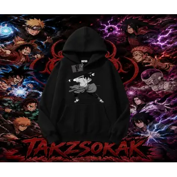Sasuke uchiha Naruto Anime Karakter Oversize Unisex Kapşonlu Sweatshirt Beyaz
