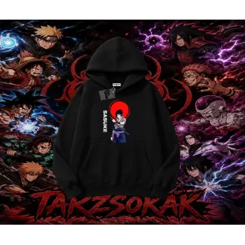 Sasuke uchiha Naruto Anime Karakter Oversize Unisex Kapşonlu Sweatshirt Beyaz