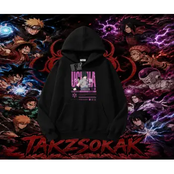 Sasuke uchiha Naruto Anime Karakter Oversize Unisex Kapşonlu Sweatshirt Beyaz
