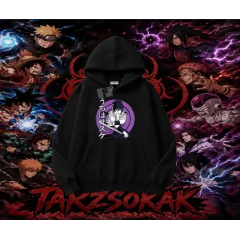 Sasuke uchiha Naruto Anime Karakter Oversize Unisex Kapşonlu Sweatshirt Beyaz