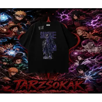 Sasuke uchiha Naruto Anime Karakter Oversize Unisex Tişört Beyaz