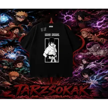 Sasuke uchiha Naruto Anime Karakter Oversize Unisex Tişört Beyaz