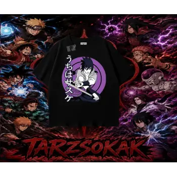 Sasuke uchiha Naruto Anime Karakter Oversize Unisex Tişört Beyaz