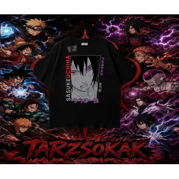 Sasuke uchiha Naruto Anime Karakter Oversize Unisex Tişört Beyaz