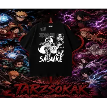 Sasuke uchiha Naruto Anime Karakter Oversize Unisex Tişört Beyaz