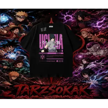 Sasuke uchiha Naruto Anime Karakter Oversize Unisex Tişört Beyaz