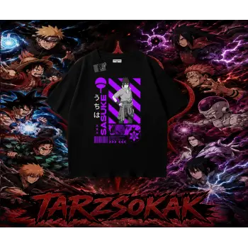 Sasuke uchiha Naruto Anime Karakter Oversize Unisex Tişört Beyaz