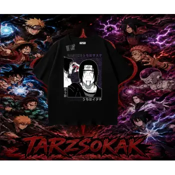 Sasuke uchiha Naruto Anime Karakter Oversize Unisex Tişört Beyaz