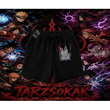 Sasuke uchiha Naruto Anime Karakter Unisex Şort Beyaz