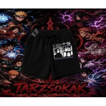 Sasuke uchiha Naruto Anime Karakter Unisex Şort Beyaz