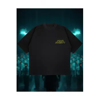 Sci-fi Society Baskılı Oversize Unisex Pamuklu Nefes Alan Kalın Kumaşlı