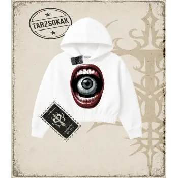 SCREAM Kadın Crop Kapşonlu Sweatshirt