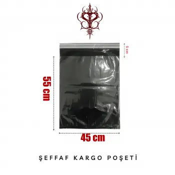 Şeffaf Kargo Poşeti 80 Mikron 45 x 55 Cm + 5 Cm
