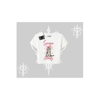 Serene Beauty Kedi Baskılı Babby Tee Tshirt