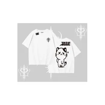 Sevimli Kedi Çizimli Arka Baskılı Oversize Tshirt