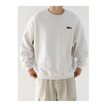 Shark Graphic Drop Shoulder Sweatshirt Beyaz