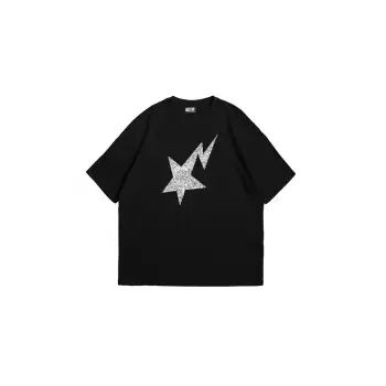 Shining Star Taş Baskılı Oversize Unisex Siyah