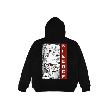 Silence Siyah Oversize Unisex Kapüşonlu Sweatshirt Hoodie