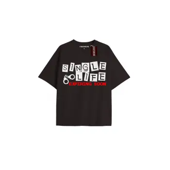 SINGLE LIFE Unisex Oversize Yazılı Tshirt SİYAH