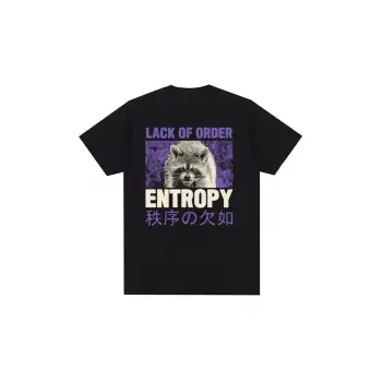 Siyah 90s Retro Entropy Rakun Komik Meme Tshirt Eksik SiparişKari