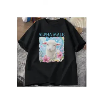Siyah Alfa T Meme Aptal Garip Keçi Grafik TeeBa