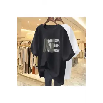 Siyah Boyalı Kişilik Yaz O-Boyun Temel Üst Tshirt an G