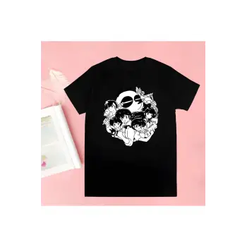 Siyah Inuyasha Yeni Baskı Tshirt Yaz Yenilik
