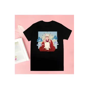Siyah Inuyasha Yeni Baskı Tshirt Yaz Yenilik