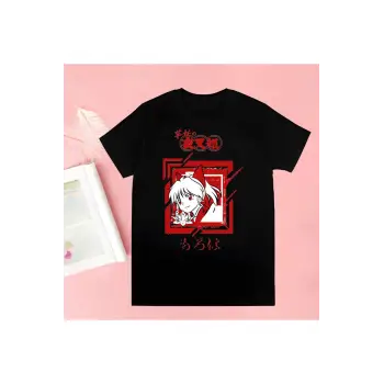 Siyah Inuyasha Yeni Baskı Tshirt Yaz Yenilik
